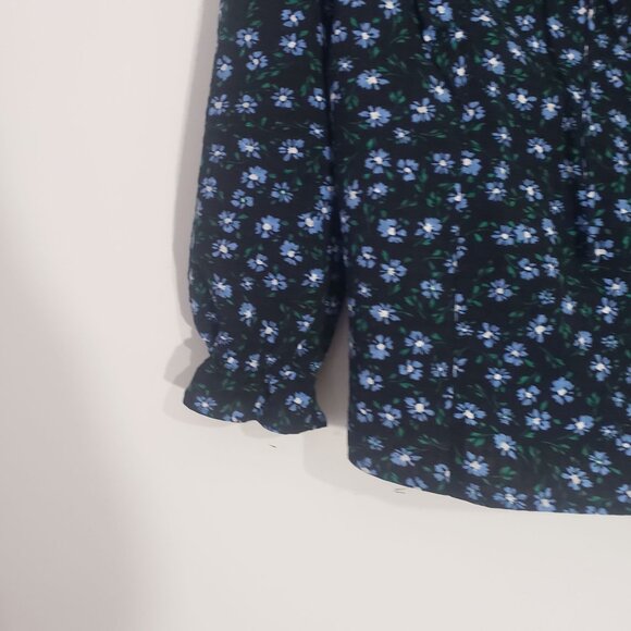 Loft Womens Long Sleeve Blouse Size M Ruffle Floral Boho Cottagecore Peasant - Picture 6 of 10